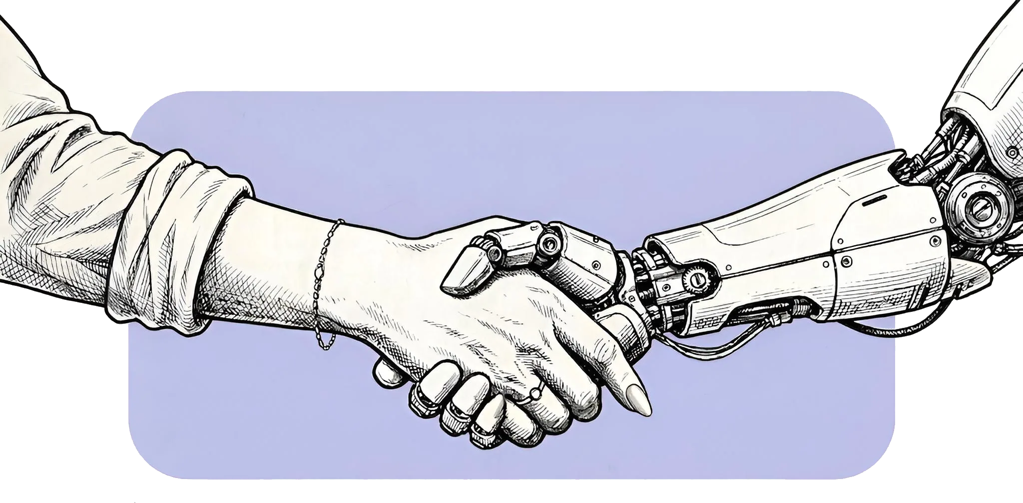 A human hand and a robotic hand shaking